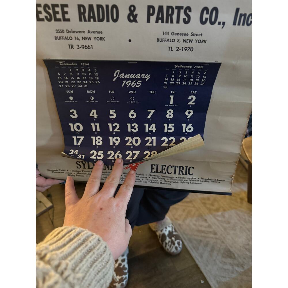 1965 pinup calendar Genese radio and parts store - Picture 2 of 2